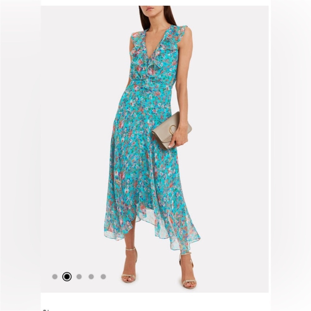 Saloni midi floral silk dress size UK10/US6